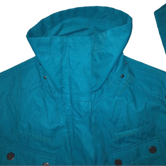 Turquoise Lightweight Jacket, Teal Raincoat, Spring Blue, Kenneth Cole, Medium - Picture 6 of 16